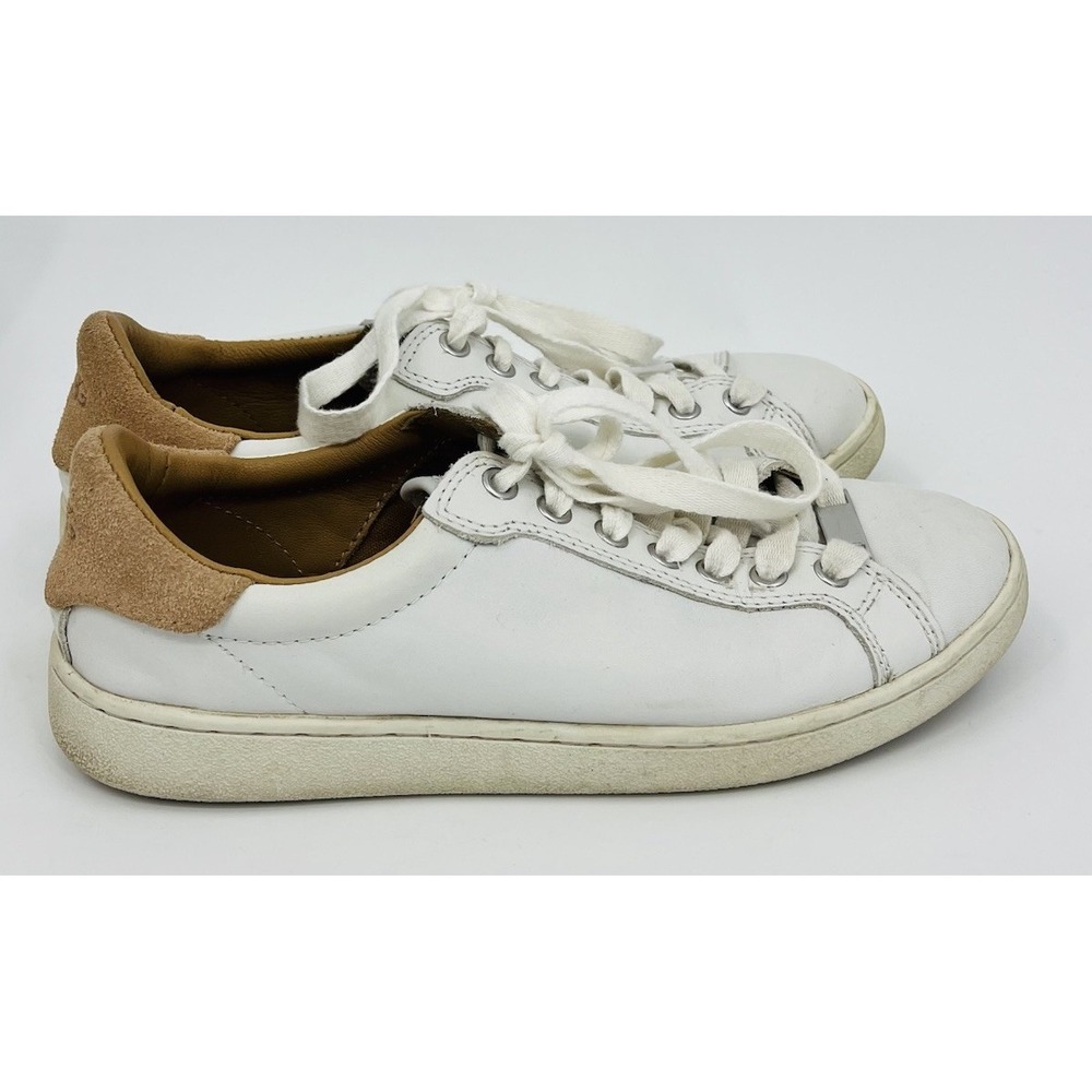 Ugg Milo White Leather Low Top Lace Up Fashion Sneakers US Size 8 EU 39